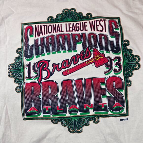 Vintage 1993 Atlanta Braves National Champions T Shirt Men XL USA Single Stitch - Picture 2 of 6